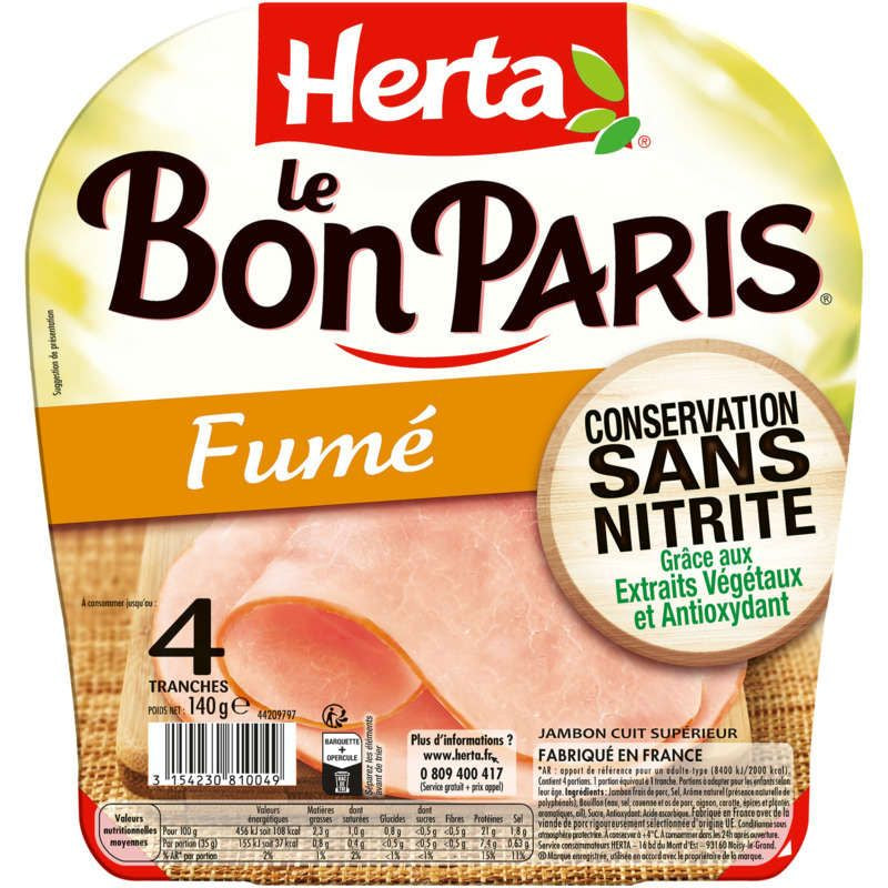 Le bon Paris - Jambon Fumé - CSNi - 4 Tranches