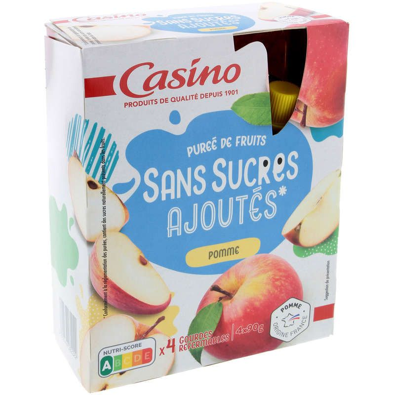 Spécialité de fruits - sans sucres ajoutés - Parfum pomme - 4X90g