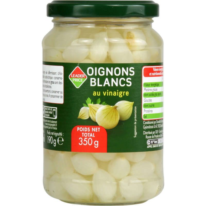 Leader Price Oignons Blancs Au Vinaigre 190 g