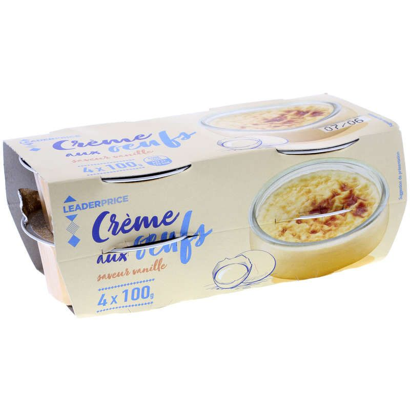 Leader Price Crème aux Œufs saveur Vanille 4x100g