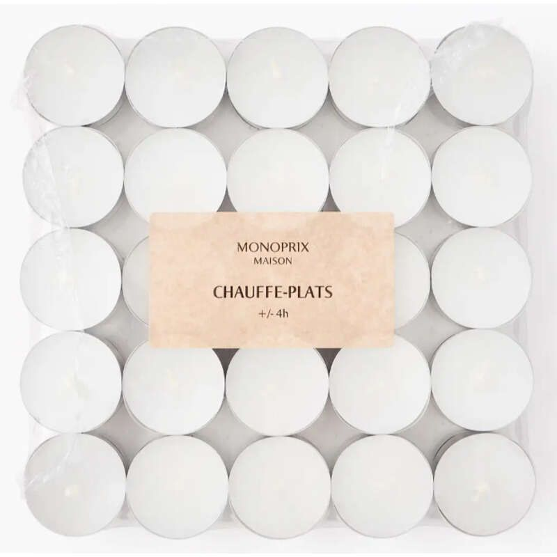 Monoprix Maison Bougies Chauffe Plat Non Parfumées X50, Blanc