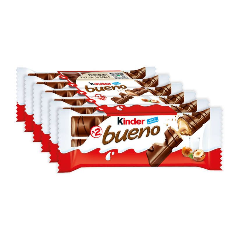 Kinder Bueno Lot 6x2 Gaufrette Enrobée De Chocolat 258g