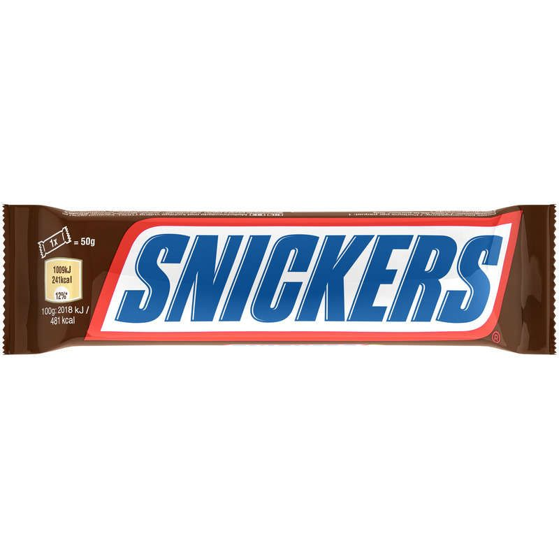 Snickers Barre Chocolat Caramel Cacahuète 50g