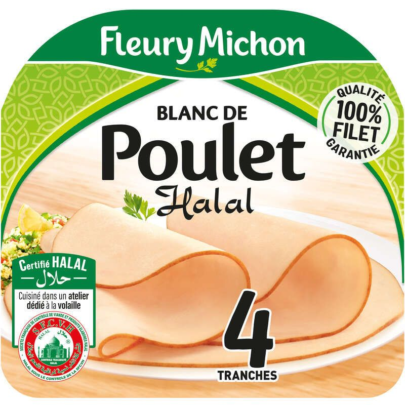 Fleury Michon Blanc De Poulet Halal Tranches Fines x4