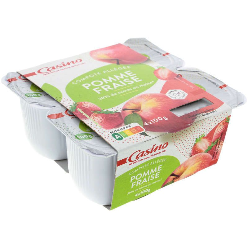 Casino Compote pomme fraise allégée - 4x100g