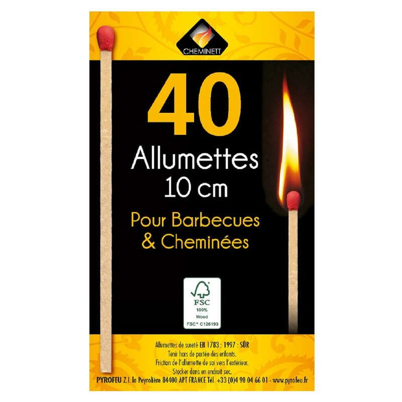 Cheminett Allumettes 9.5cm pour Barbecues & Cheminées