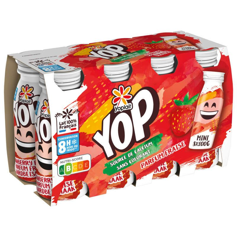 Mini Yop Fraise yaourt à Boire bouteilles 8x100g