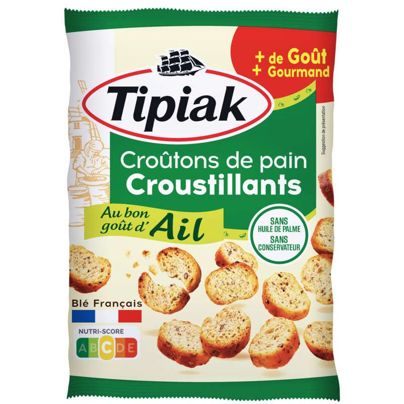Tipiak Croûtons de Pain Croustillants Ail 75g