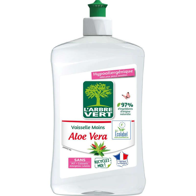L'Arbre Vert Vaisselle Mains Aloe Vera Hypoallergénique 500ml