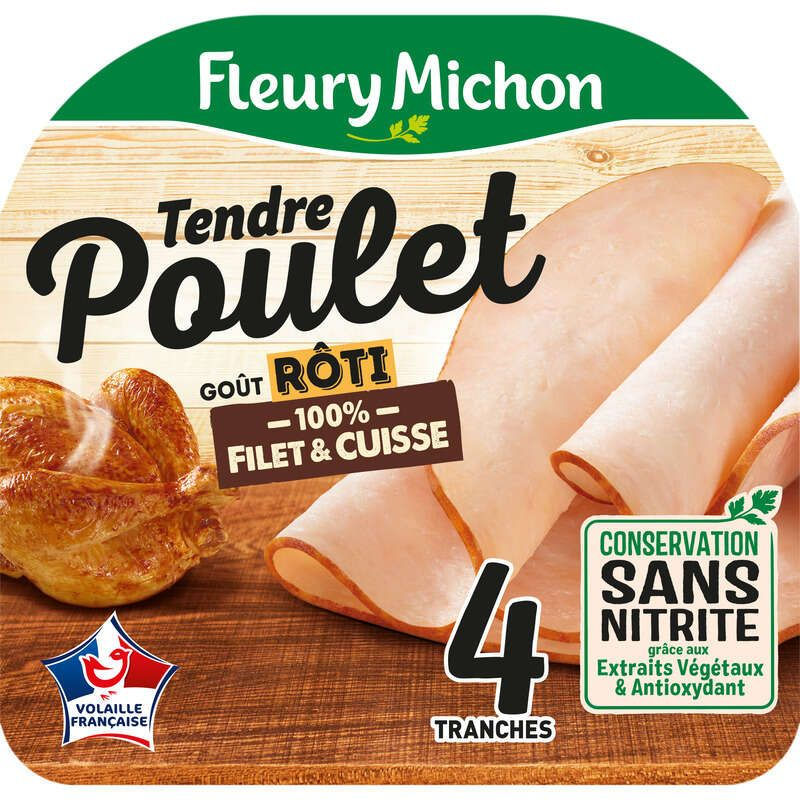 Fleury Michon Tendre poulet goût rôti x4 tranches 130g