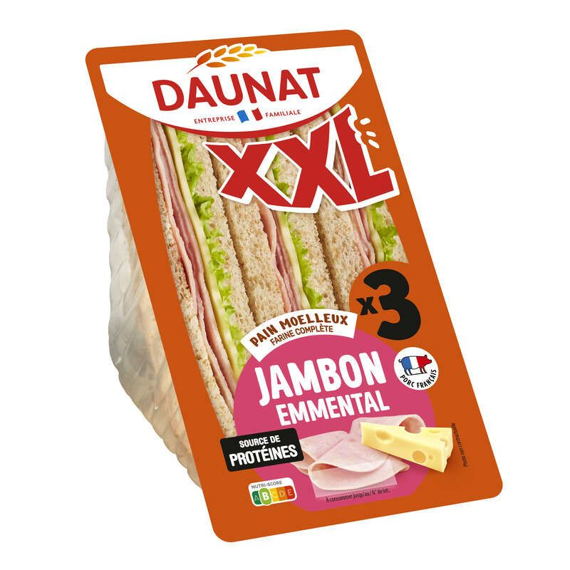 Daunat Sandwich triangle XXL Jambon Emmental Salade 230g