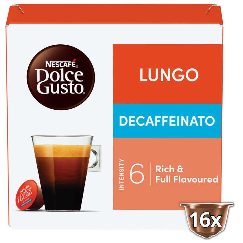 Nescafé Dolce Gusto Café Lungo Décaféiné 16 Capsules Intensité 6, 112g