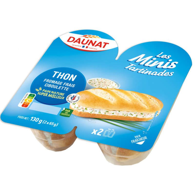 Daunat Minis tartinades Thon fromage frais ciboulette 130g