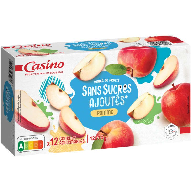 Casino Purée de Pomme sans sucres ajoutés 12x90g
