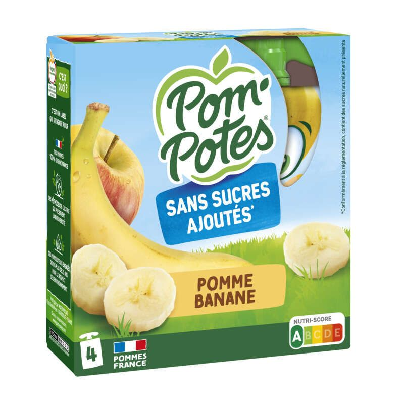 Pom'Potes Sans Sucres Ajoutés Pomme Banane 4x90g