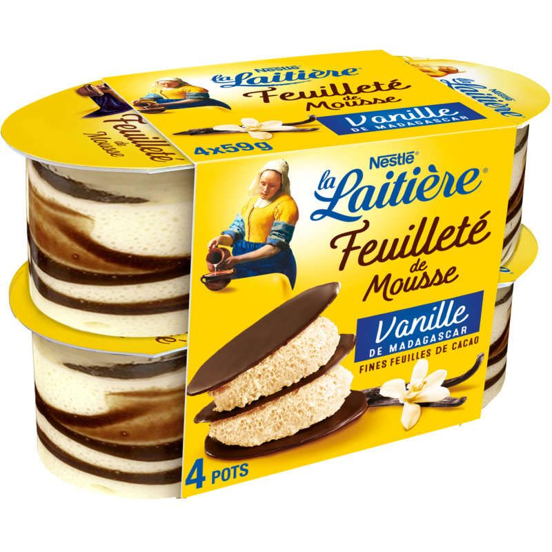 La Laitière Feuilleté de Mousses vanille 4x57g