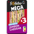 Sodebo Sandwich Méga club suédois jambon cheddar 230g