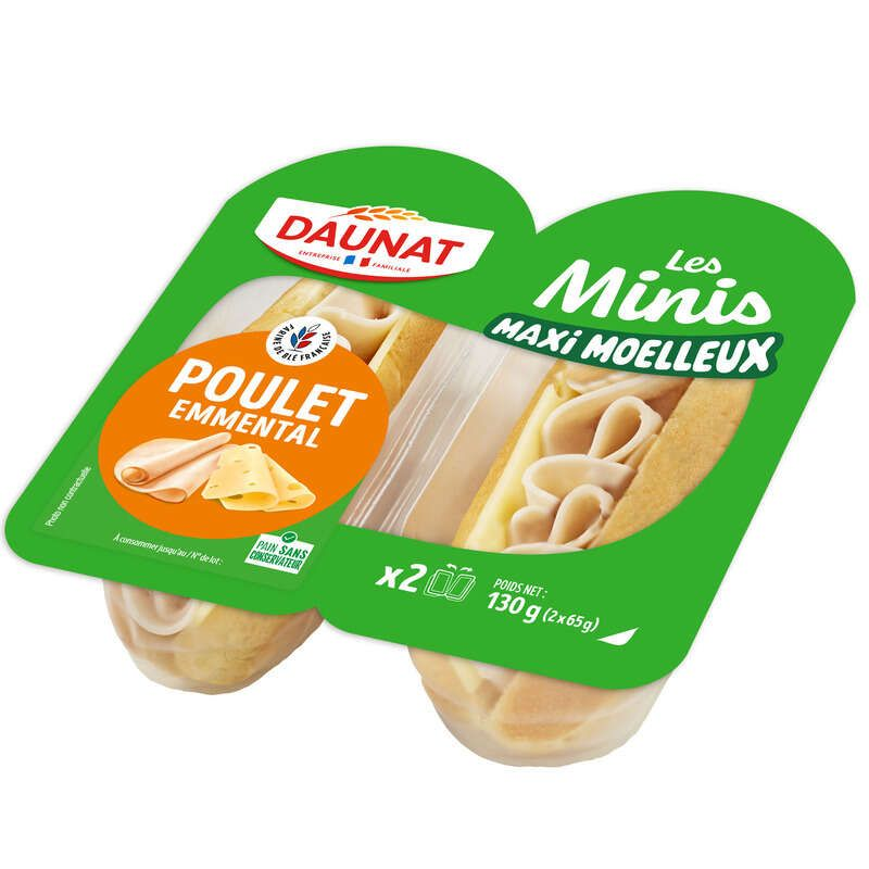 Daunat Les mini maxi moelleux blanc de poulet emmental 130g
