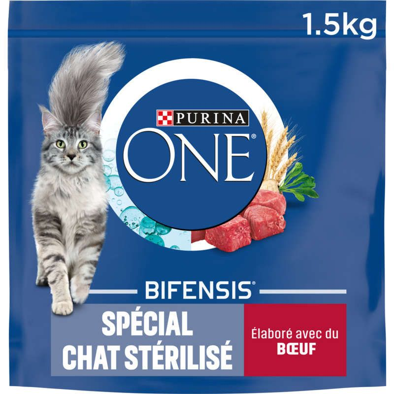 Purina One Croquettes Chat Stérilisé Au Bœuf Et Blé 1,5kg