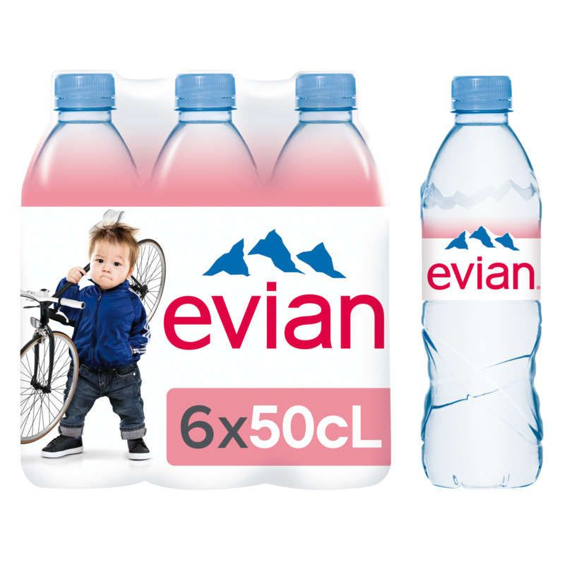 Evian Eau Minérale Naturelle Plastique Recyclé 6x50cl