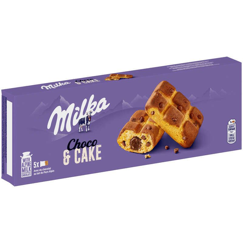 Milka Cake & Choc Gâteaux fourrés aux pépites de chocolat 175g