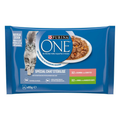 Purina One Pâtée Chat stérilisé au saumon et dinde 4x85g