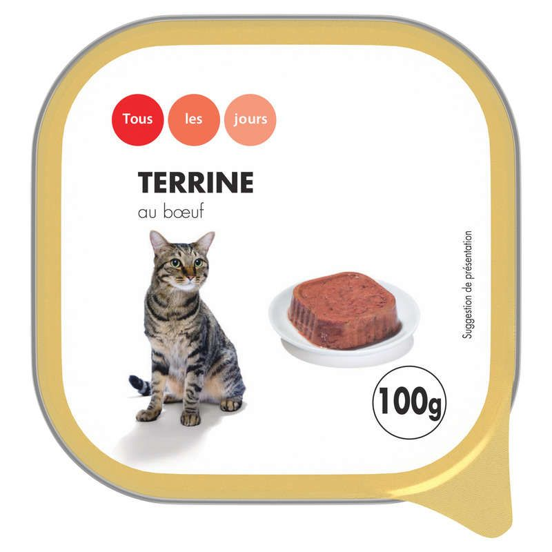 Tous les jours terrine au boeuf pour chat 100g