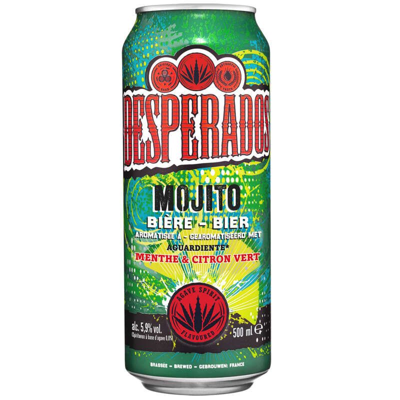 Desperados Mojito  Bière aromatisée à un spiritueux à base d'agave, Menthe, Citron vert 50cl