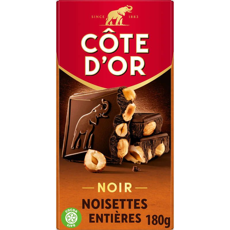 Côte D'Or Tablette Chocolat Noir Aux Noisettes Entières 180g