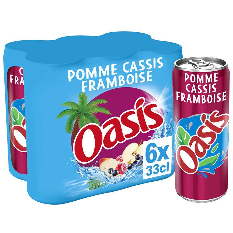 Oasis pomme cassis framboise canettes pack 6x33cl