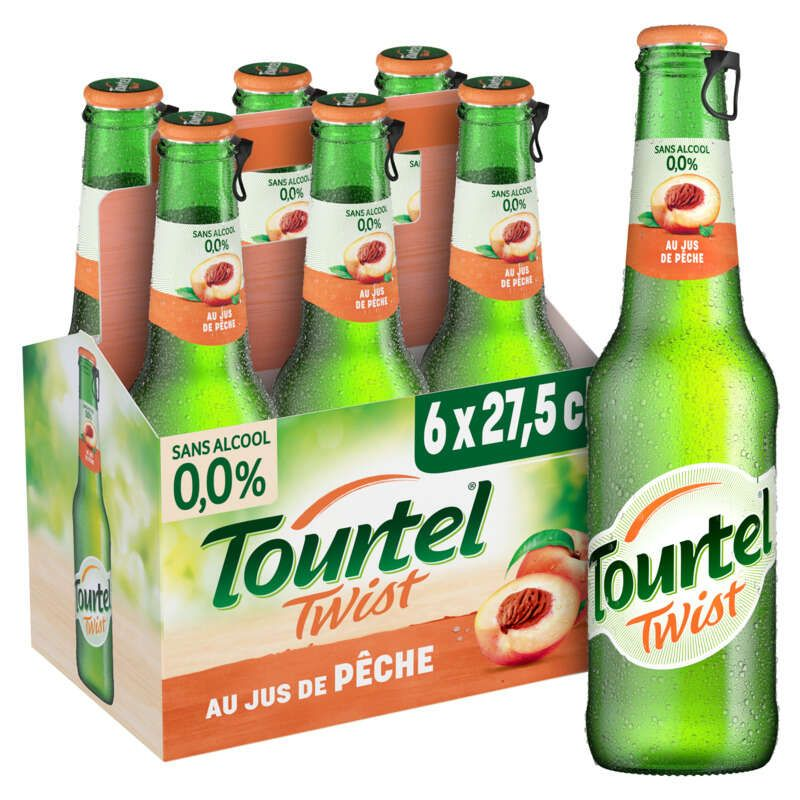 Tourtel Twist Bière Sans Alcool Aromatisée Au Jus De Pêche Le pack 6x27.5cl
