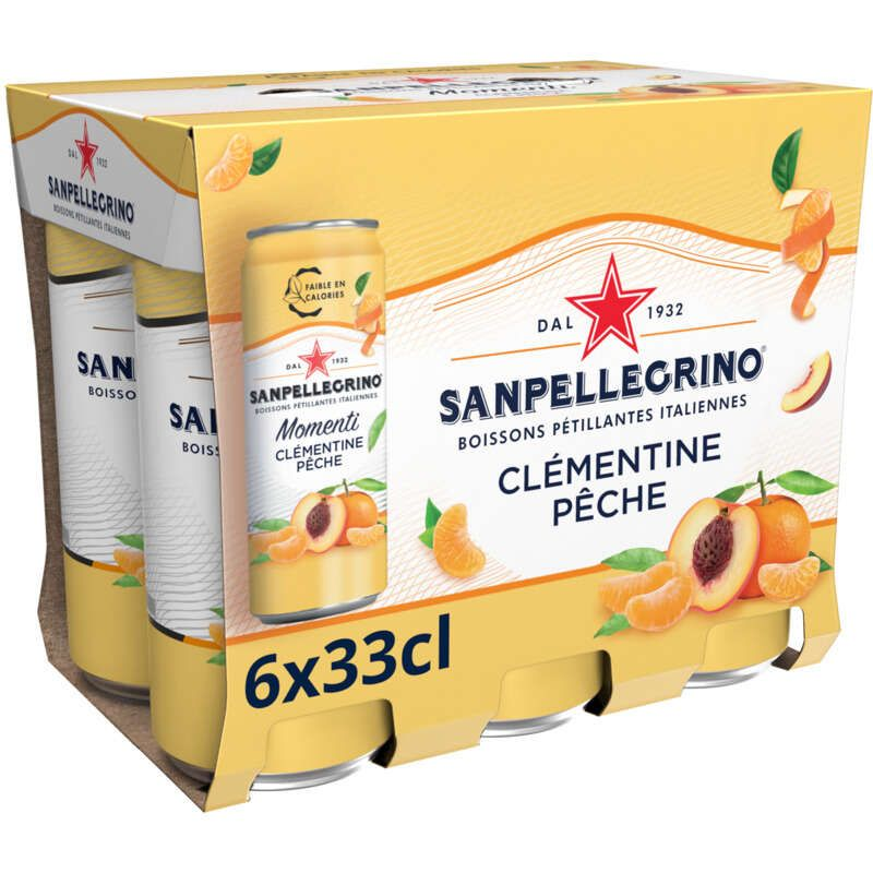 San Pellegrino Eau Gazeuse Aromatisée Clémentine Et Pêche 6x33cl
