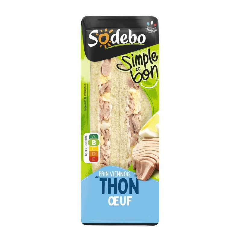 Sodebo Sandwich pain de mie complet thon et oeuf 125g