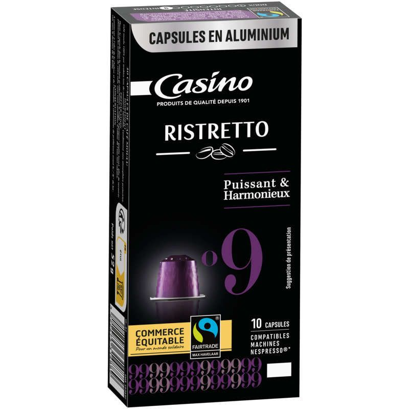 Casino Ristretto - 10 Capsules Plastique - Intensité 9 - Café - 52g