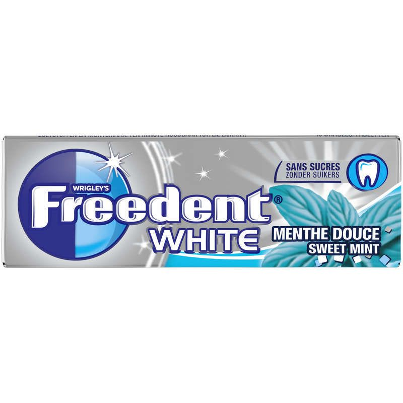 Freedent White Chewing-gum sans sucres menthe douce 10 dragées 14g