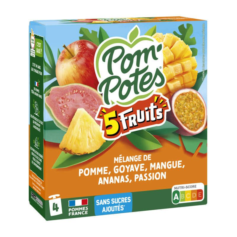 Pom'potes Compote multifruits tropical Le pack de 4x90g