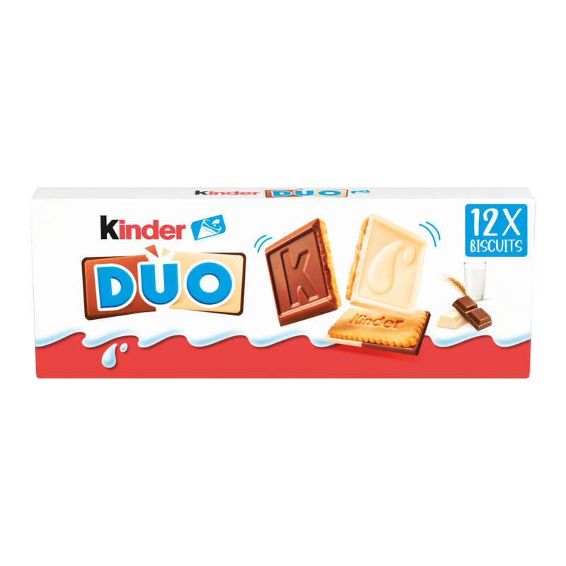 Kinder Duo Biscuits avec Tablettes de Chocolat au lait & Blanc 150g