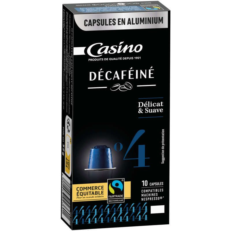 Casino Décaféiné - 10 Capsules Plastique - Intensité 4 - Café - 52g