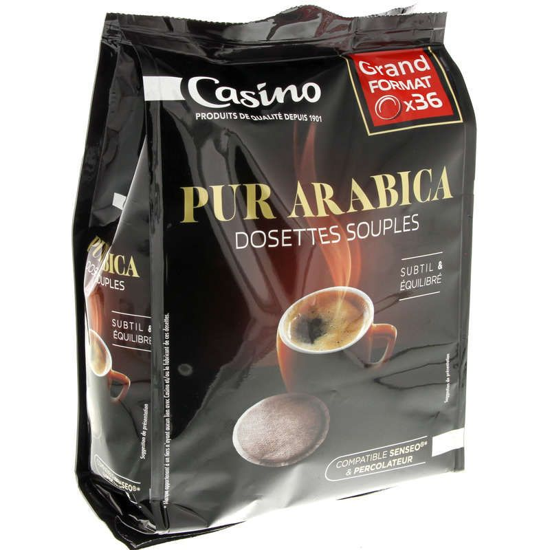 Casino Pur Arabica - 36 Dosettes Souples - Maxi Format - Café - 250g