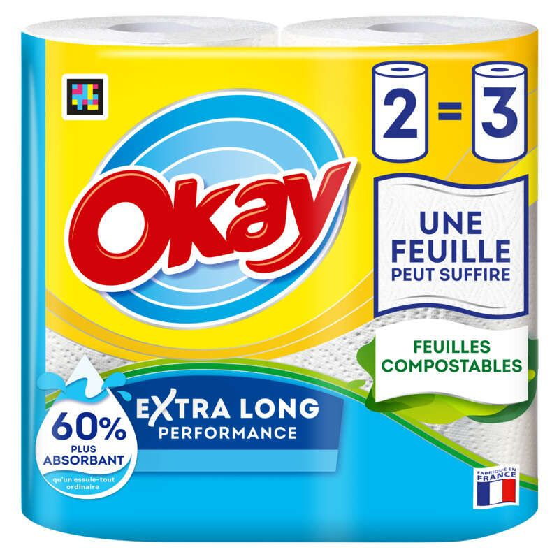 Okay Essuie-Tout Blanc Extra Long x2
