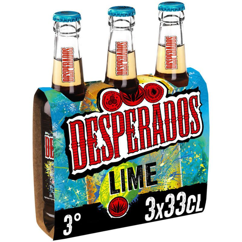Desperados Lime Bière aromatisée à un spiritueux à base d'agave, citron vert & cactus 3x33cl