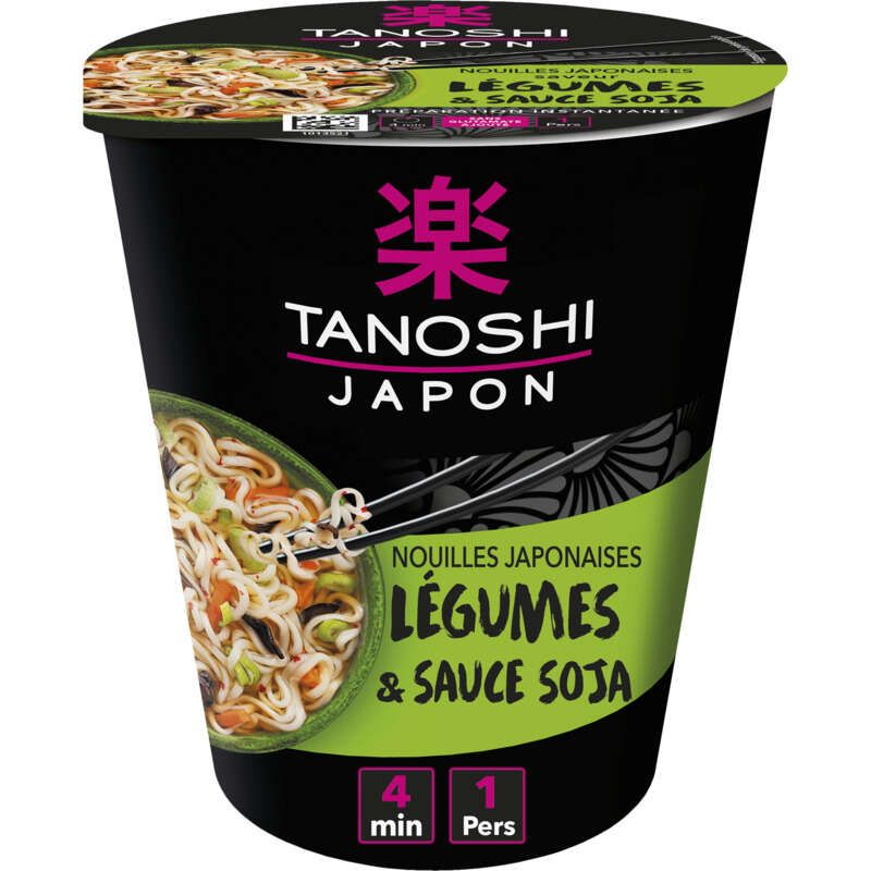 Tanoshi Nouilles Japonaises, Saveur Légumes Et Sauce Soja 65g