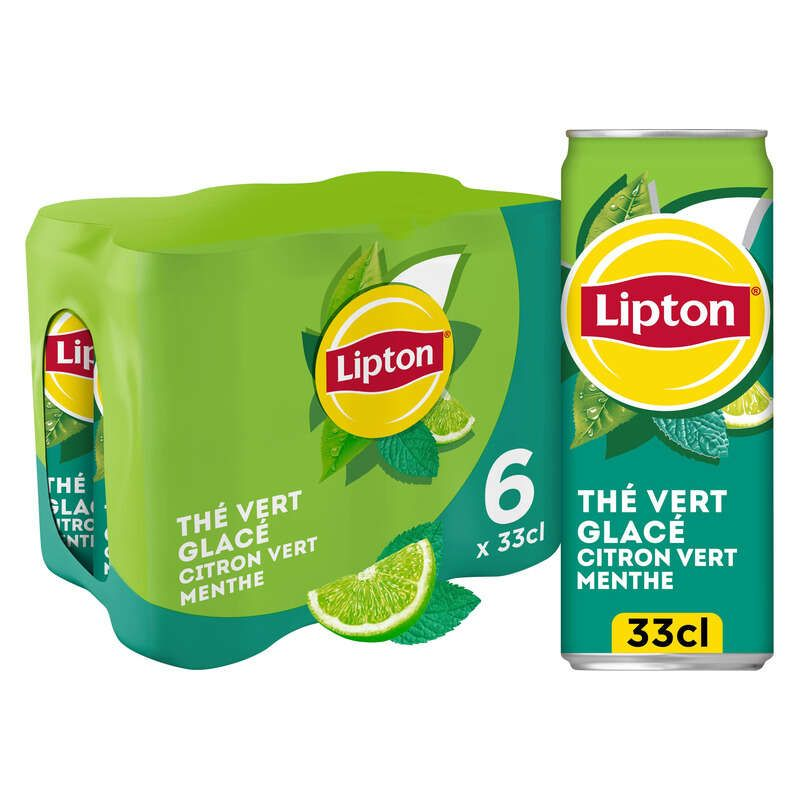 Lipton Ice Tea Thé Vert Glacé Saveur Citron Vert Menthe 6x33cl