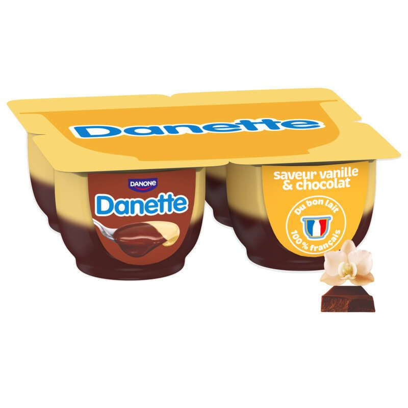 Danette Crème Dessert Saveur Vanille Et Chocolat 4x125g
