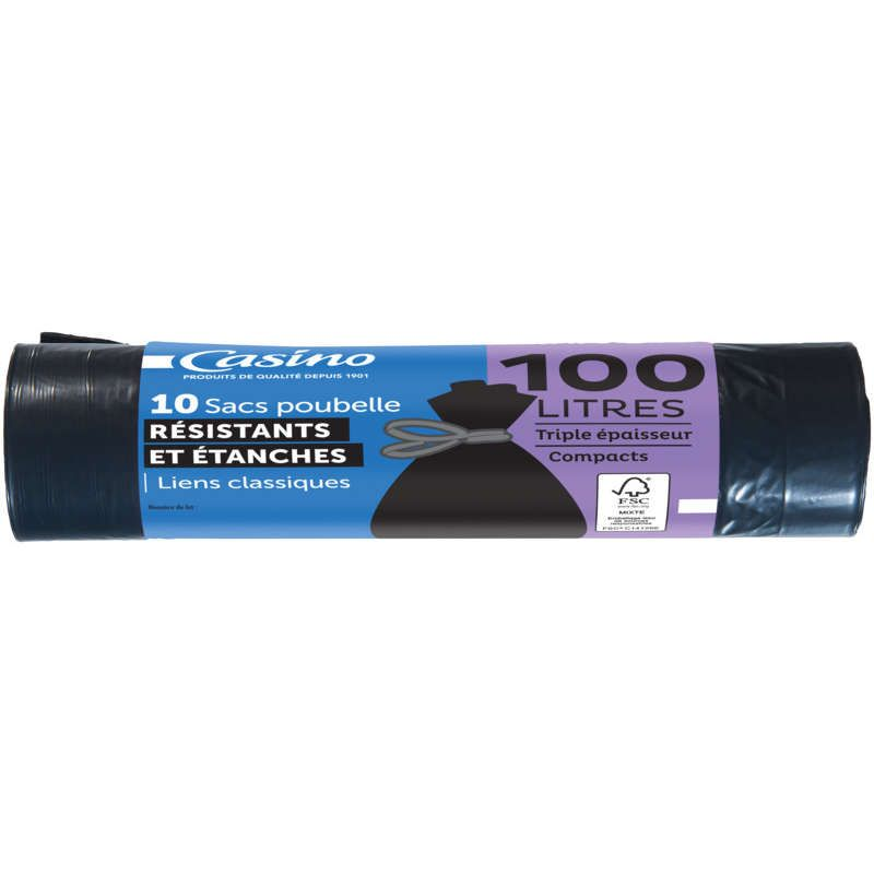Casino Sacs poubelle - Liens classiques - 100l - x10