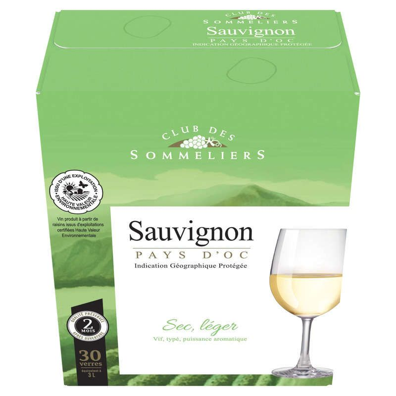 Club Des Sommeliers Sauvignon - Pays d'Oc - Vin blanc - 3L
