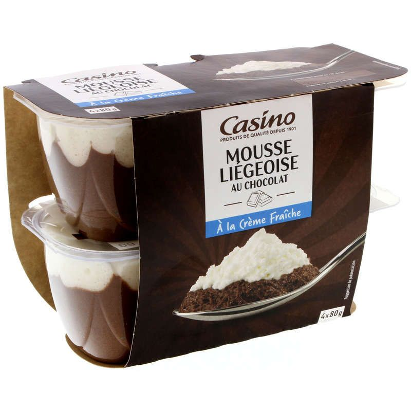 Casino Mousse liégeoise - Au chocolat - 4 pots - 4x80g