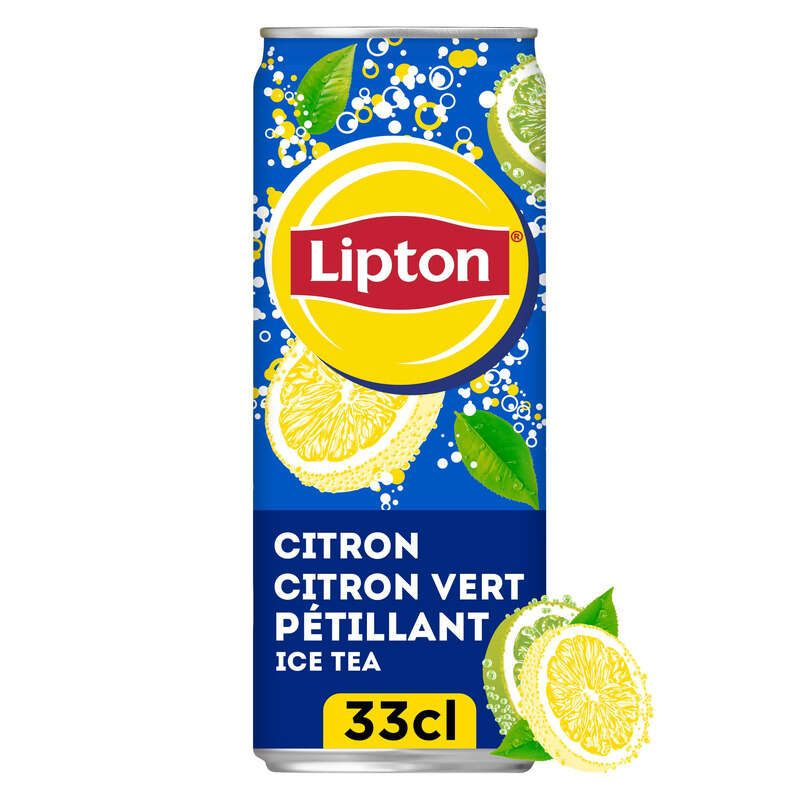 Lipton Boisson Gazeuse à base de thé saveur  Citron et Menthe  33cl